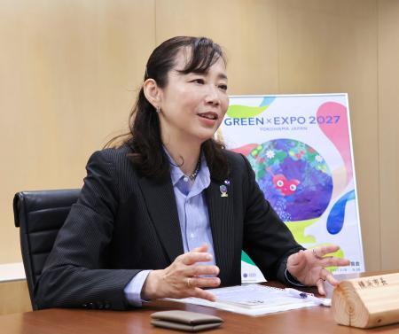 　共同通信のインタビューに応じる横浜市の原沢敦美市長