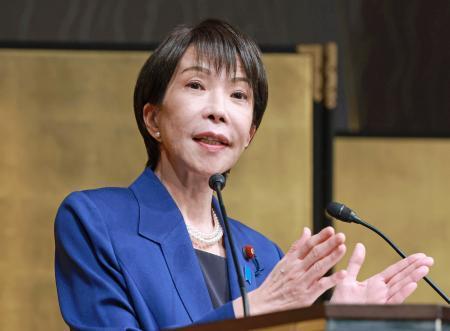 　東京都内で講演する高市首相＝２５日午後（代表撮影）