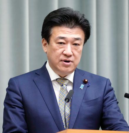　記者会見する木原官房長官＝１９日午前、首相官邸