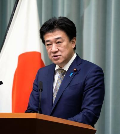 　記者会見する木原官房長官＝１９日午前、首相官邸