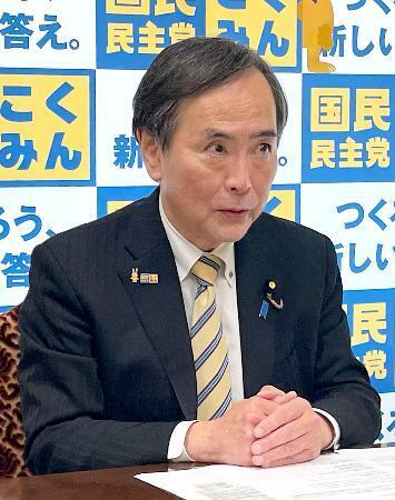 　記者会見する国民民主党の川合参院幹事長＝９日午後、国会