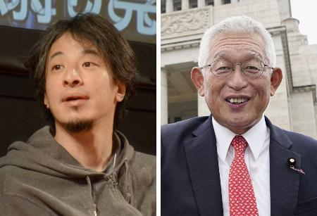 「ひろゆき」として知られる西村博之氏（左）、泉房穂参院議員