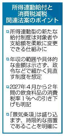 　所得連動給付と消費税減税関連法案のポイント