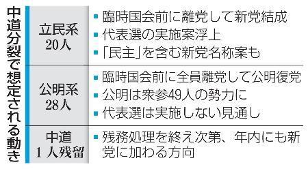　中道分裂で想定される動き