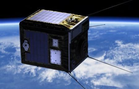 　金属粒を放出して流れ星を作る人工衛星のイメージ（エール提供）