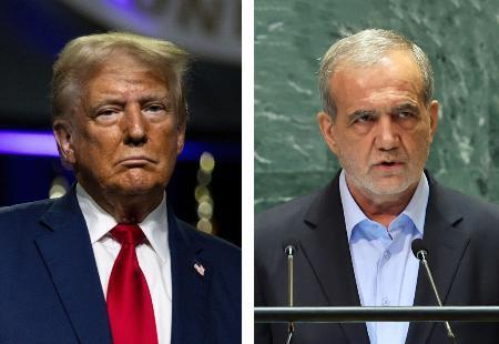 　トランプ次期米大統領、イランのペゼシュキアン大統領（いずれもゲッティ＝共同）