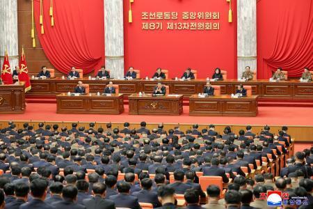 　北朝鮮の朝鮮労働党中央委員会拡大総会＝９日（朝鮮中央通信＝共同）