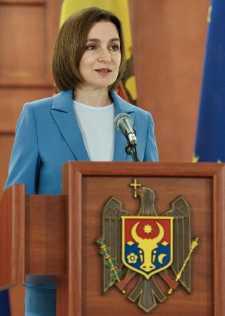 　モルドバのサンドゥ大統領＝２０２５年９月（ロイター＝共同）