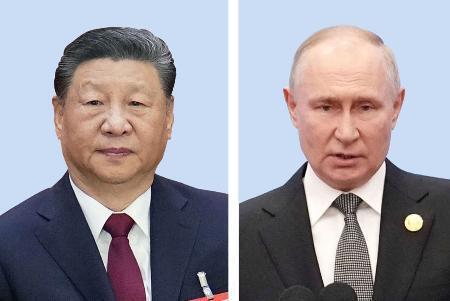 　中国の習近平国家主席（左）とロシアのプーチン大統領