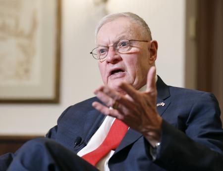 　共同通信のインタビューに応じる米国のキース・ケロッグ元ウクライナ担当特使