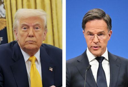 　トランプ米大統領、ＮＡＴＯのルッテ事務総長（いずれもゲッティ＝共同）