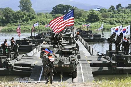 　昨年８月、米韓合同軍事演習「乙支フリーダムシールド」の一環で実施された訓練＝韓国京畿道驪州市（共同）