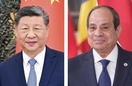 　中国の習近平国家主席（新華社＝共同）、エジプトのシシ大統領（ゲッティ＝共同）　