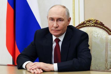 　ロシアのプーチン大統領＝１６日、モスクワ（ＡＰ＝共同）