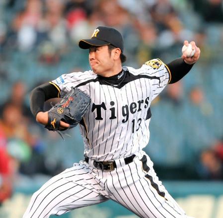 広島打線を相手に先発した阪神・榎田＝甲子園（撮影・田中太一）