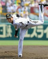 　躍動感あふれる投球で完投勝利を飾った能見（撮影・飯室逸平）