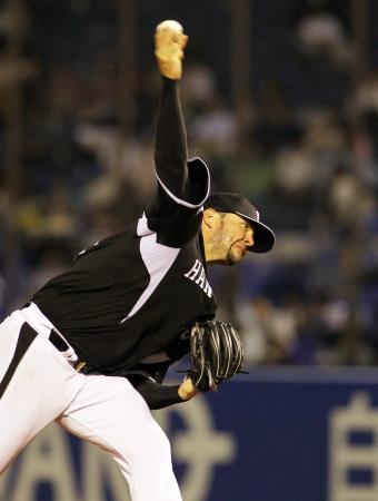 　ヤクルト打線を抑え９勝目を挙げたメッセンジャー（撮影・棚橋慶太）