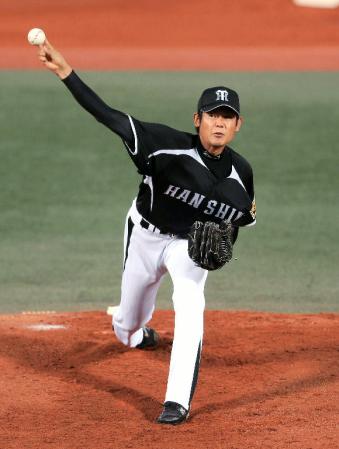 プロ初先発で力投する白仁田（撮影・棚橋慶太）