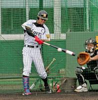 　ランチ特打でインコースの球を打ち込む鳥谷（撮影・会津智海）