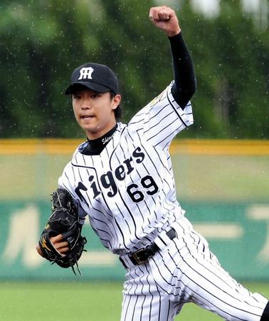 ５回を投げ７奪三振の好投をみせた島本＝ボールパークあわじ（撮影・保田叔久）