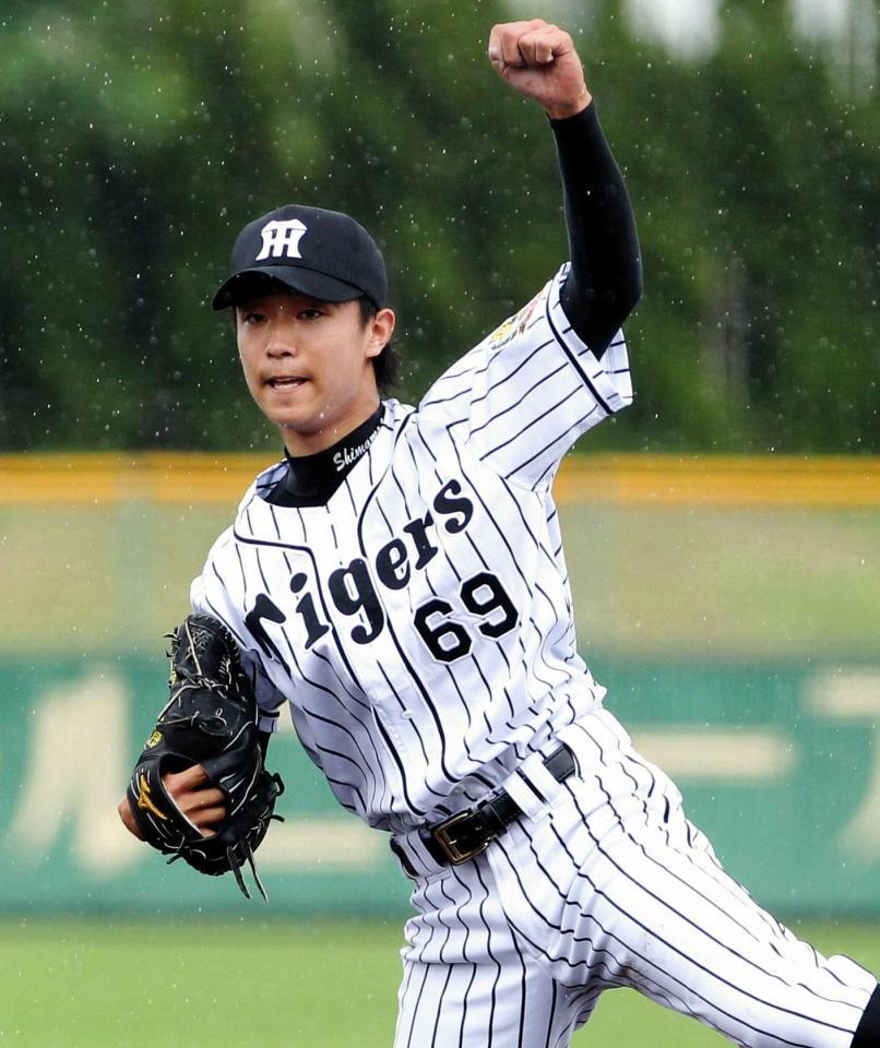 ５回を投げ７奪三振の好投をみせた島本＝ボールパークあわじ（撮影・保田叔久）