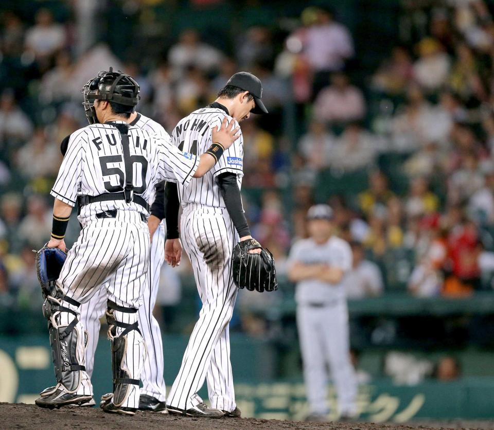 　６回、５点目を許し途中降板する能見（撮影・田中太一）