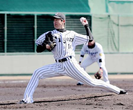 ５回無失点の好投を見せた能見（撮影・持木克友）　