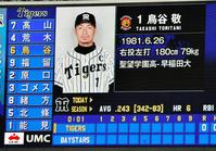 阪神・鳥谷敬を紹介する電光掲示板＝横浜スタジアム（撮影・西岡正）