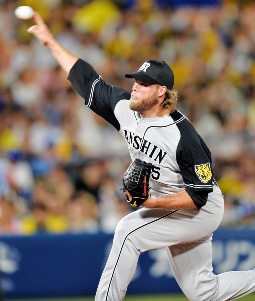 ７回に登板し、無失点に抑えた阪神　コーディ・サターホワイト＝横浜スタジアム（撮影・西岡正）