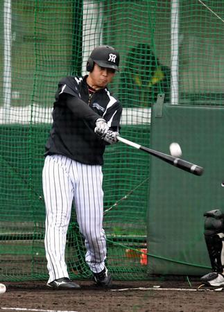 フリー打撃で快音を響かせる高山＝宜野座