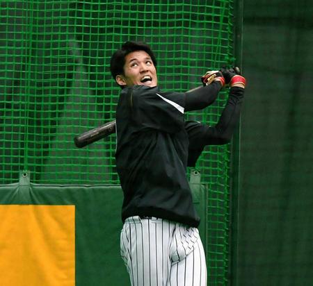 　打撃練習する藤浪（撮影・北村雅宏）