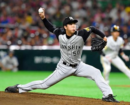 力投する阪神・青柳晃洋＝ヤフオクドーム（撮影・高部洋祐）