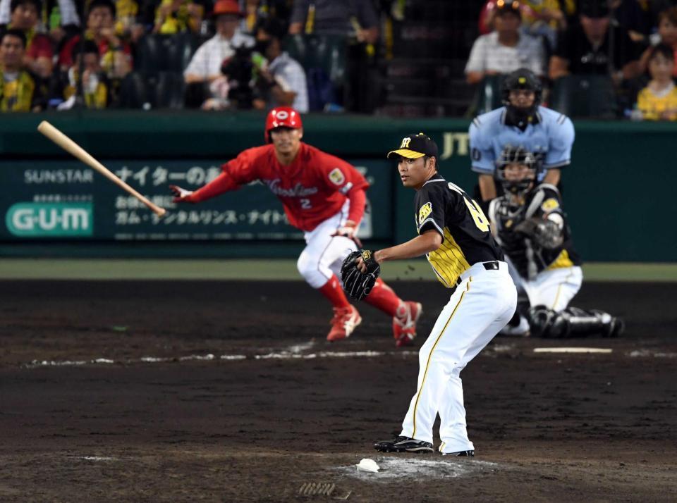 　７回、桑原は田中に勝ち越し打を許す