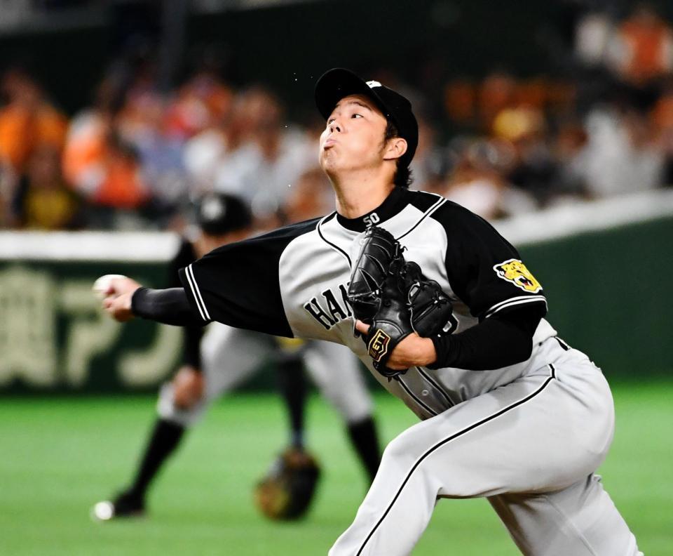 力投する阪神・青柳