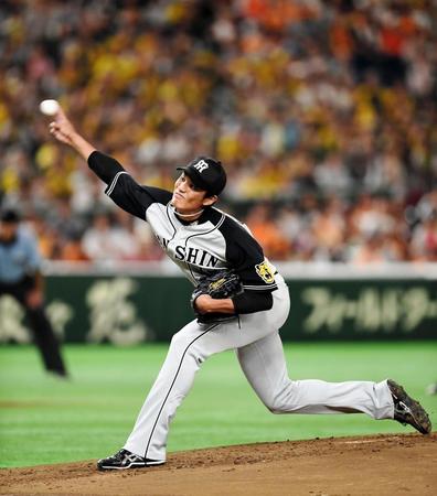 力投する阪神・藤浪晋太郎＝東京ドーム（撮影・園田高夫）