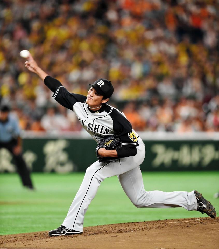 力投する阪神・藤浪晋太郎＝東京ドーム（撮影・園田高夫）