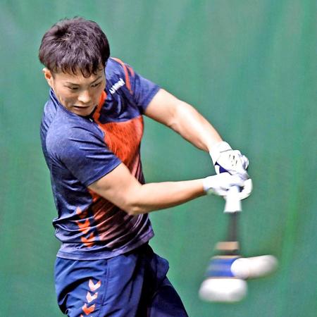 　ティー打撃をする北條（撮影・田中太一）