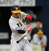 １回、中前適時打を放つ阪神・大山悠輔＝京セラドーム大阪（撮影・北村雅宏）