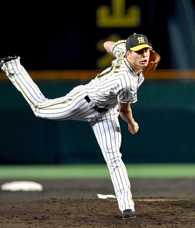 　３回１／３を無失点に抑える好投を見せた石崎（撮影・飯室逸平）