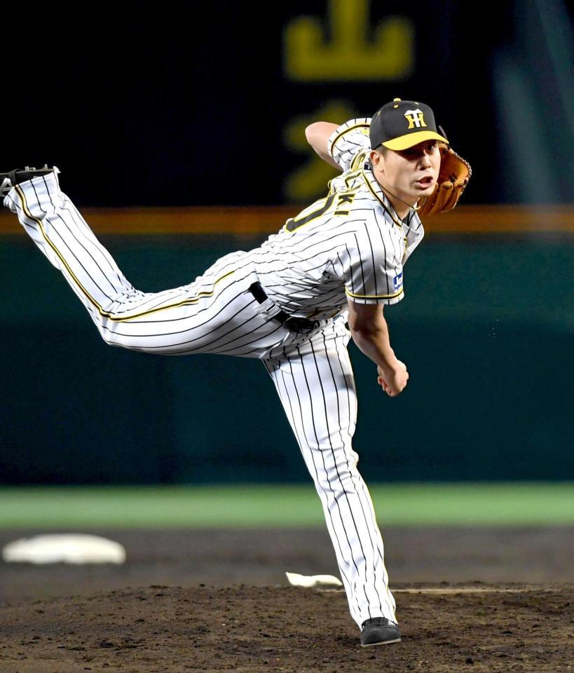 　３回１／３を無失点に抑える好投を見せた石崎（撮影・飯室逸平）