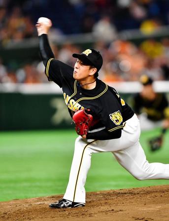 プロ初先発で力投する阪神・谷川昌希＝東京ドーム（撮影・西岡正）