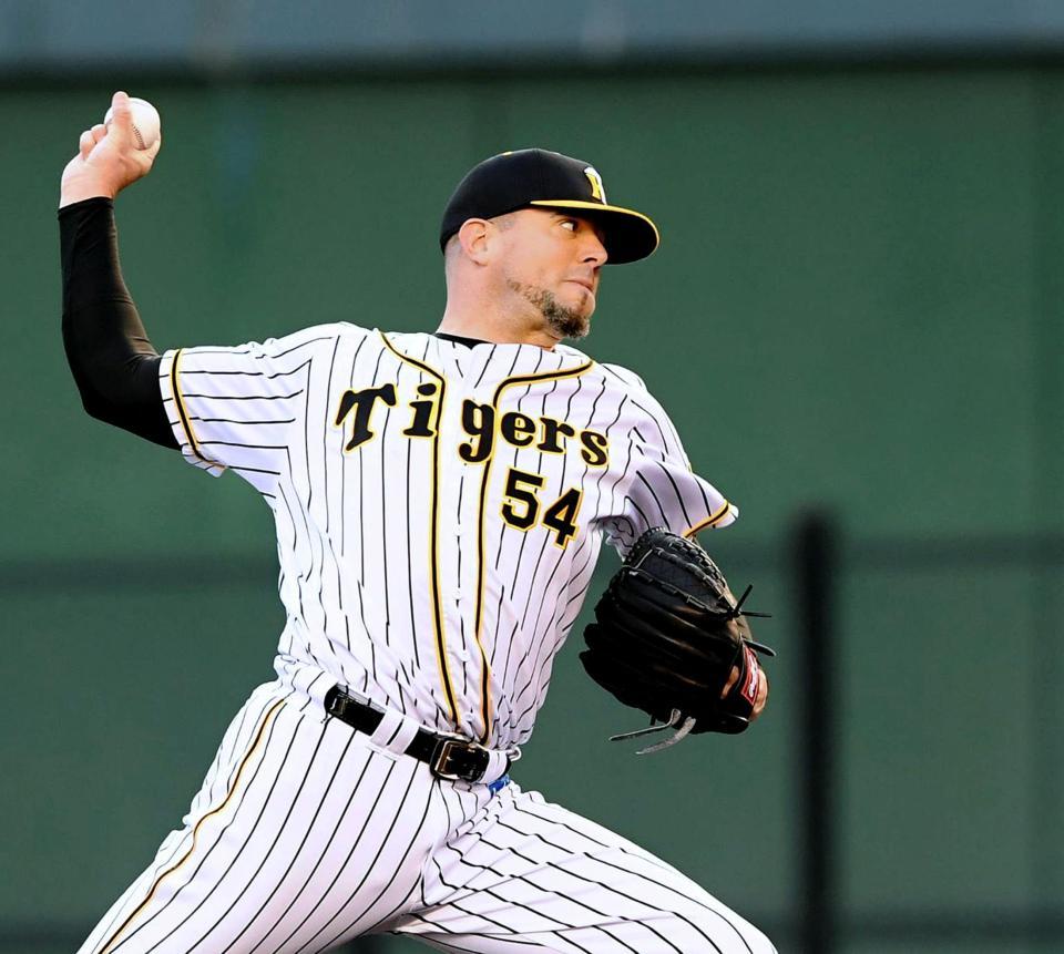 先発し力投するメッセンジャー（撮影・田中太一）