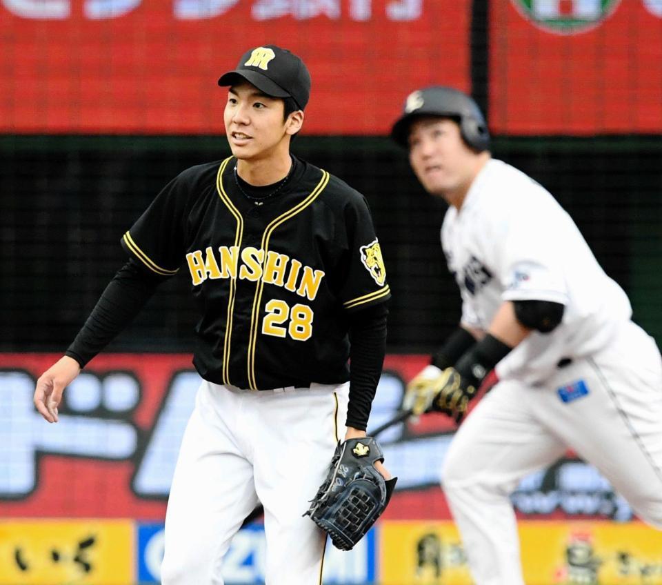 ３回、西武・山川に２ランを浴びた阪神・小野泰己＝メットライフ（撮影・棚橋慶太）