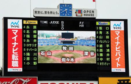 阪神・糸井嘉男がスタメン復帰したヤクルト対阪神１０回戦＝神宮（撮影・田中太一）
