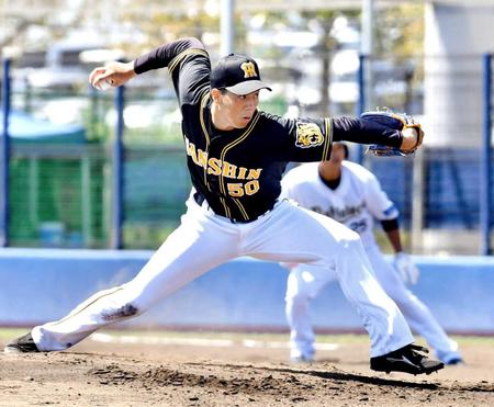 　２５日のウエスタンリーグ・オリックス戦で好投した青柳（撮影・佐藤厚）