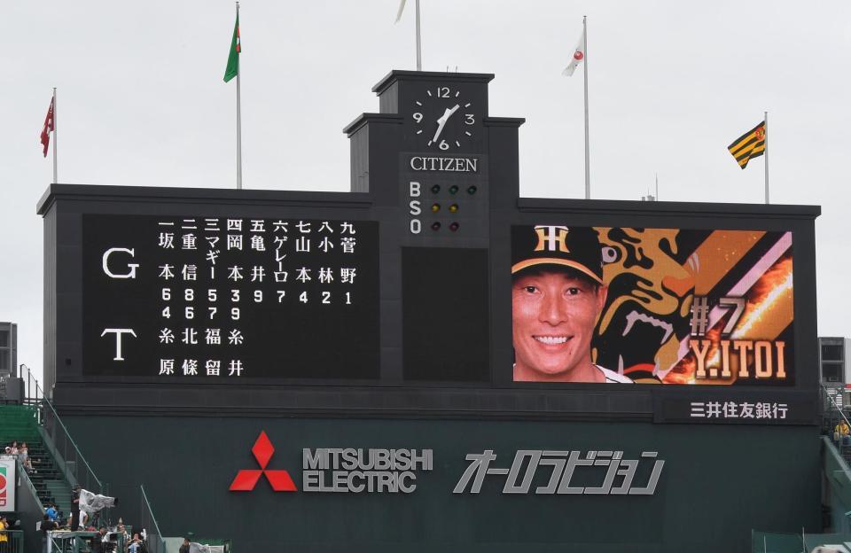 阪神・糸井嘉男の名前がコールされる阪神甲子園球場＝甲子園（撮影・北村雅宏）