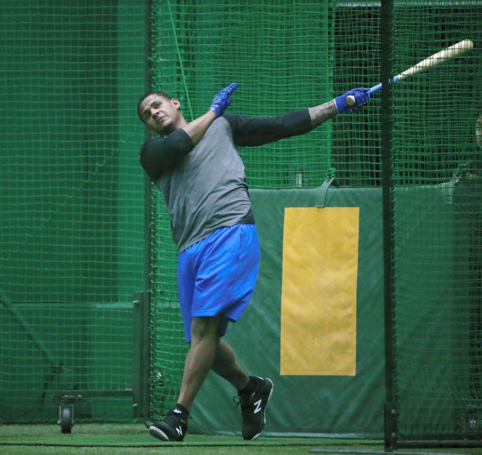 打撃練習をするマルテ（撮影・坂部計介）