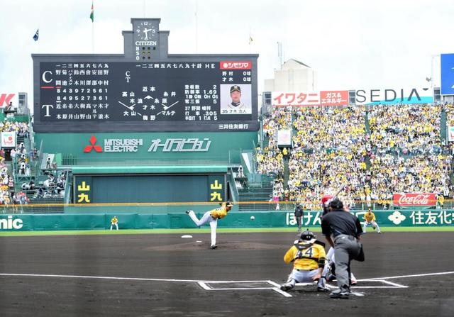 阪神・才木が先制点を献上　菊池涼、バティスタに連続適時二塁打浴びる