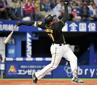 　６回、左犠飛を放つマルテ（撮影・出月俊成）