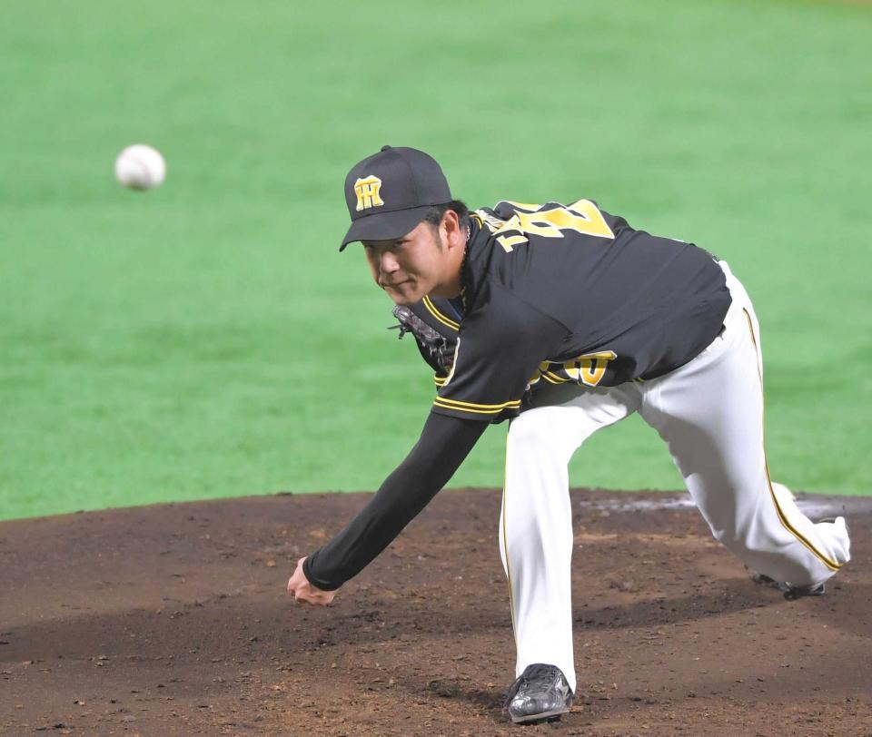 　ソフトバンク打線相手に力投する高橋遥（撮影・北村雅宏）